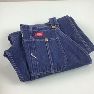 Dickies denim overalls carpenter straight leg jean bib men SZ 44 EUC
